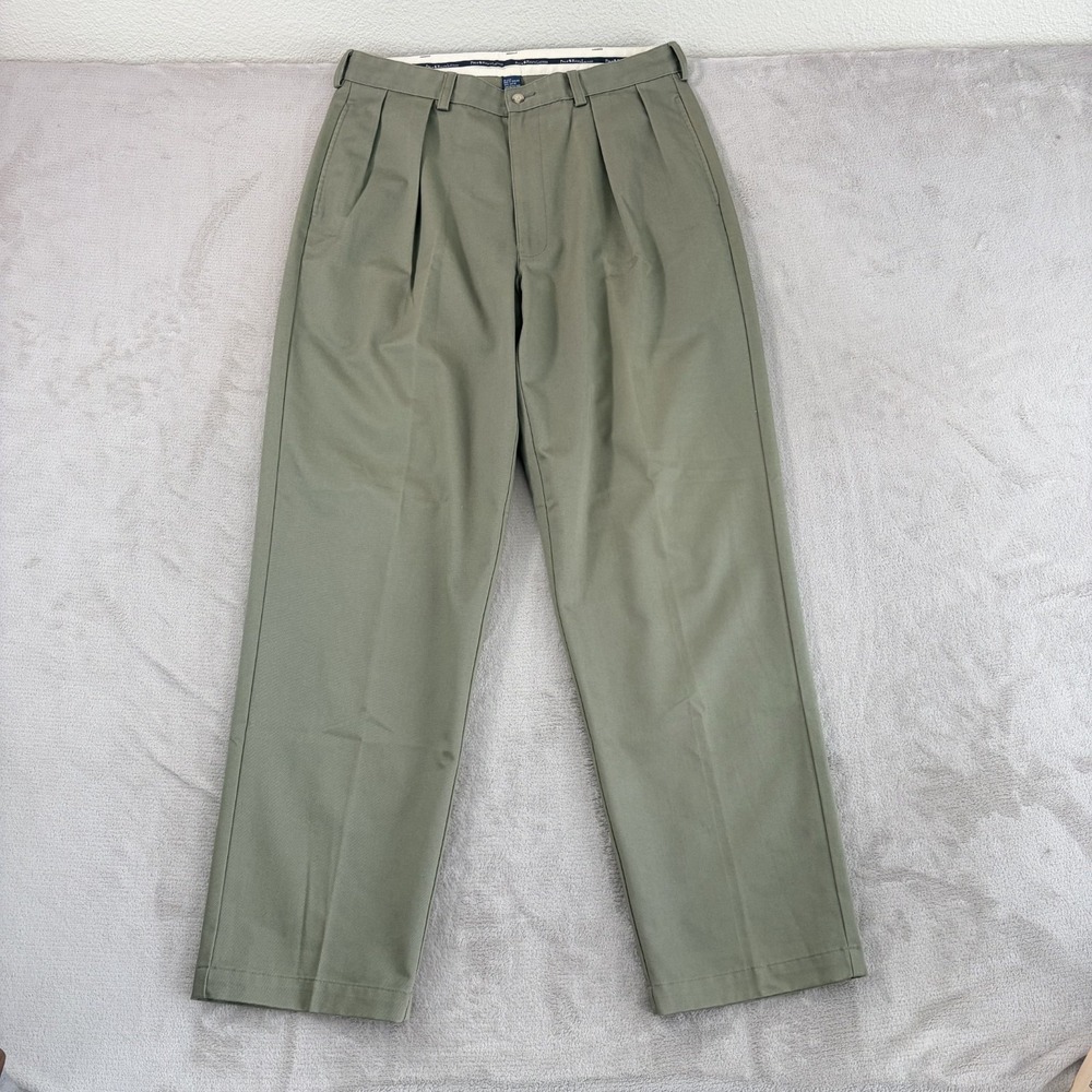 Vintage Polo Ralph Lauren Double Pleated Classic Chino Pants in Olive Men 35x32
